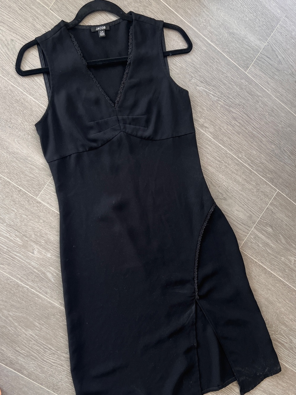 Jacob Vintage V-Neck Black Sleeveless Midi Dress size 5/6